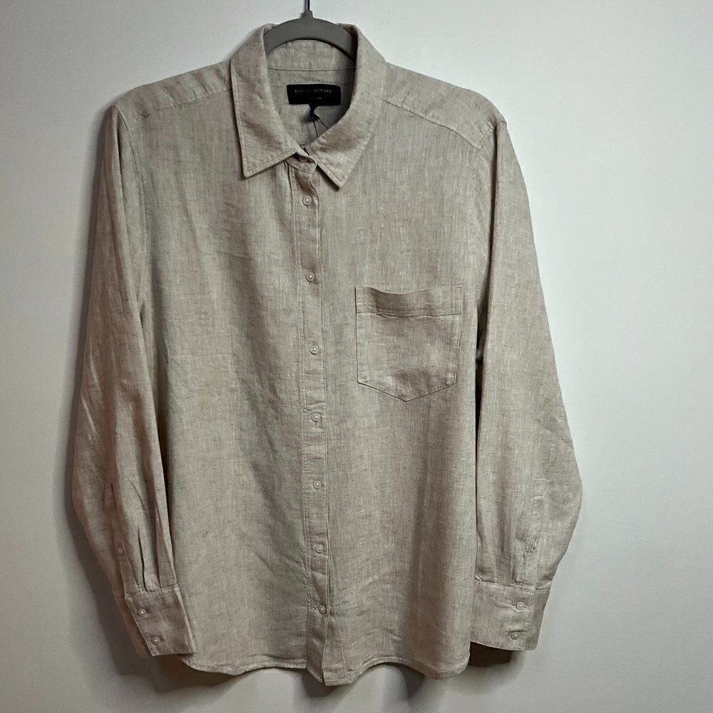 Banana Republic CLASSIC LINEN-BLEND SHIRT in Flax color Size L